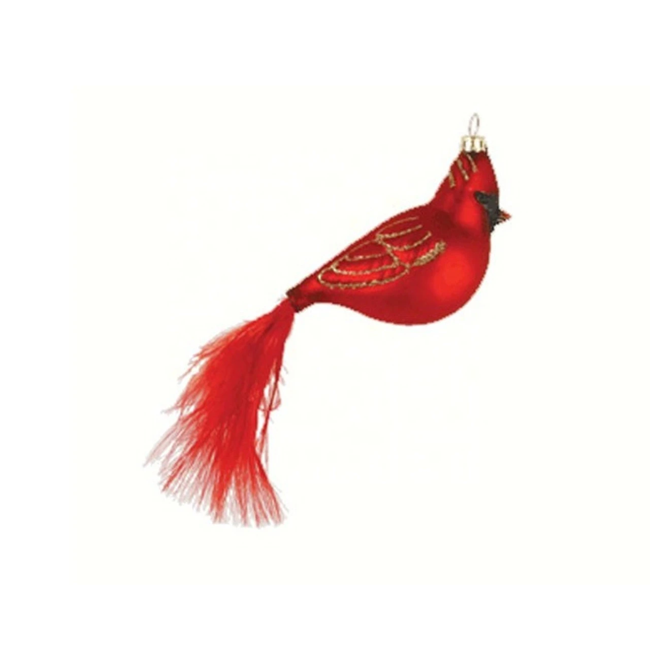 5.63" Red Cardinal Bird With Feather Tail Hand Blown Glass Hanging Figurine Ornament 3 5.63" Red Cardinal Bird With Feather Tail Hand Blown Glass Hanging Figurine Ornament