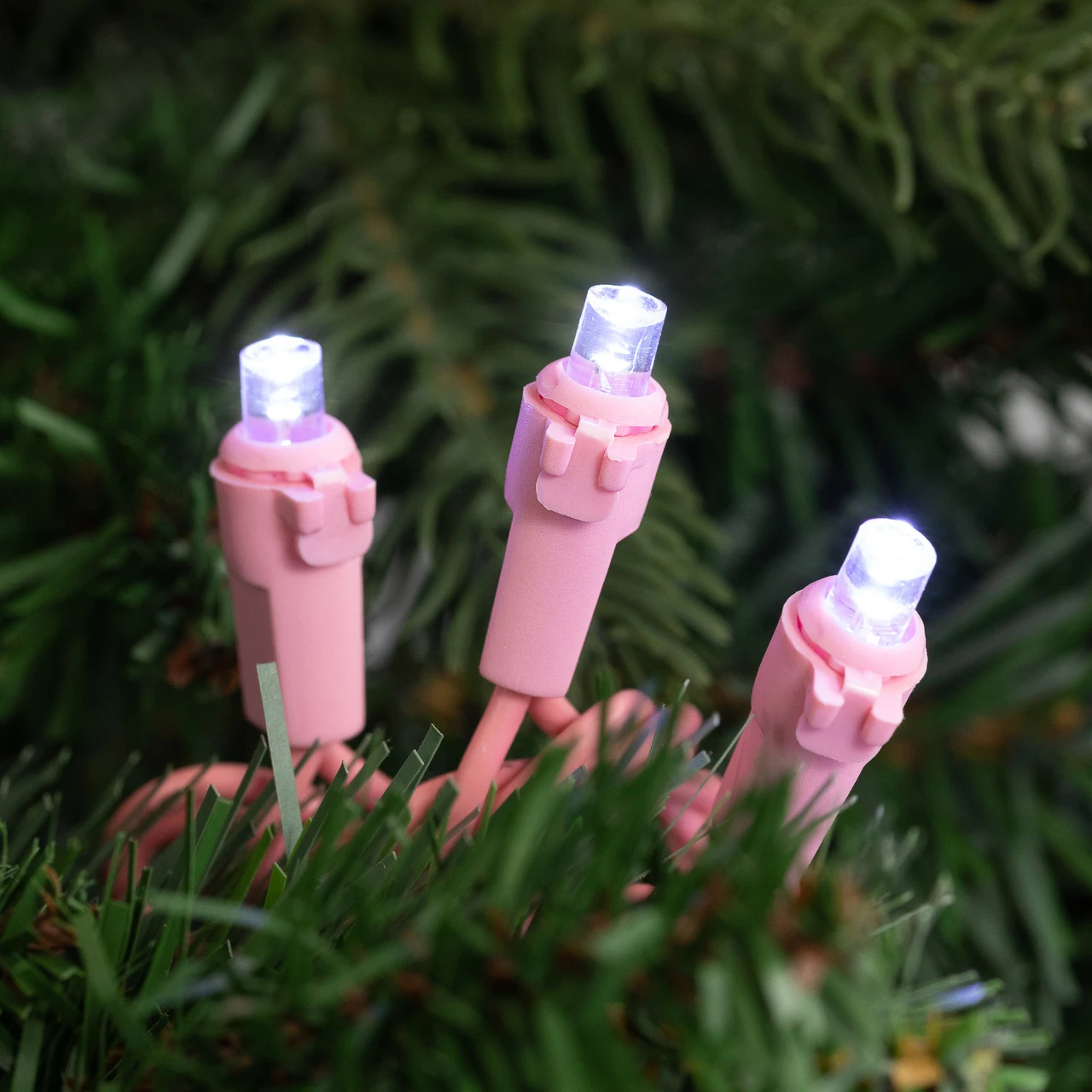 100-Count Pure White LED Wide Angle Christmas Lights, 33ft Pink Wire 4 100-Count Pure White LED Wide Angle Christmas Lights, 33ft Pink Wire - Image 2