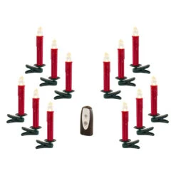 Club Pack Of 24 Red And Green Decorative Artificial LED Clip-On Taper Candle 6.5"