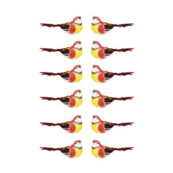 12ct Red And Yellow Bird Christmas Ornaments 5.25"