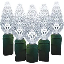 70 Pure White LED Faceted C6 Twinkling Christmas Lights - 23.5 Ft Green Wire -Optimal Christmas Shop hofert202870 02t 02 44326.1667536182