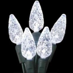 70 Pure White LED Faceted C6 Twinkling Christmas Lights - 23.5 Ft Green Wire -Optimal Christmas Shop hofert202870 02t 03 92220.1667536183