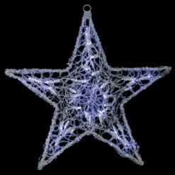 24" Twinkling Pure White LED Lighted Hanging Spun Glass Star Christmas Decoration