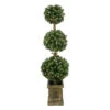 4.5' Pre-Lit Frosted Triple Ball Artificial Topiary Tree In Decorative Pot - Clear Lights