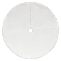48" White Plush Solid Round Christmas Tree Skirt