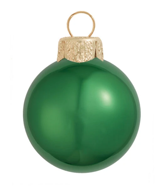 40ct Green Pearl Glass Christmas Ball Ornaments 1.5" (40mm)