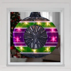 15.5" Lighted Purple And Green Shimmering Ornament Christmas Window Silhouette Decoration 7 15.5" Lighted Purple And Green Shimmering Ornament Christmas Window Silhouette Decoration -Optimal Christmas Shop impact13349 83344.1667530645