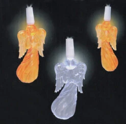 20 Orange And Pure White LED Angel Novelty Christmas Lights - 9.5 Ft White Wire