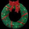 18" Lighted Sisal Wreath With Stars And Bow Christmas Outdoor Decoration