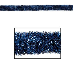 100' Festive Shiny Blue Gleam 'N Tinsel Holiday Garland - Unlit