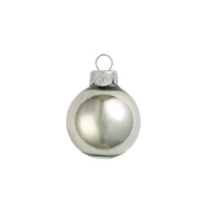 40ct Pewter Gray Shiny Finish Glass Ball Christmas Ornaments 1.5" (40mm)