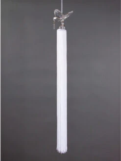 34" White Snow Drift Butterfly With Tassel Christmas Ornament