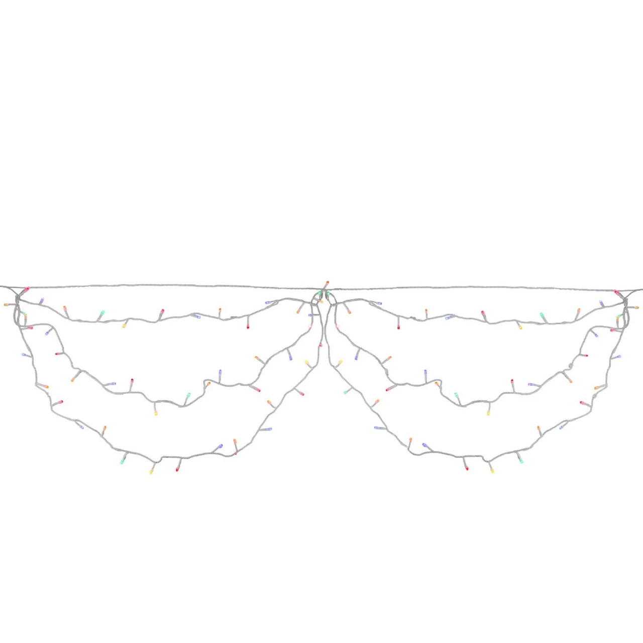 Set Of 150 Multi-Color LED Swag Christmas Lights - 7.5 Ft White Wire 3 Set Of 150 Multi-Color LED Swag Christmas Lights - 7.5 Ft White Wire