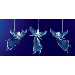 Club Pack Of 36 Blue Icy Crystal Religious Christmas Dancing Angel Ornaments 3.5"