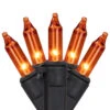 100ct Orange Mini Christmas Lights, 20.25ft Black Wire