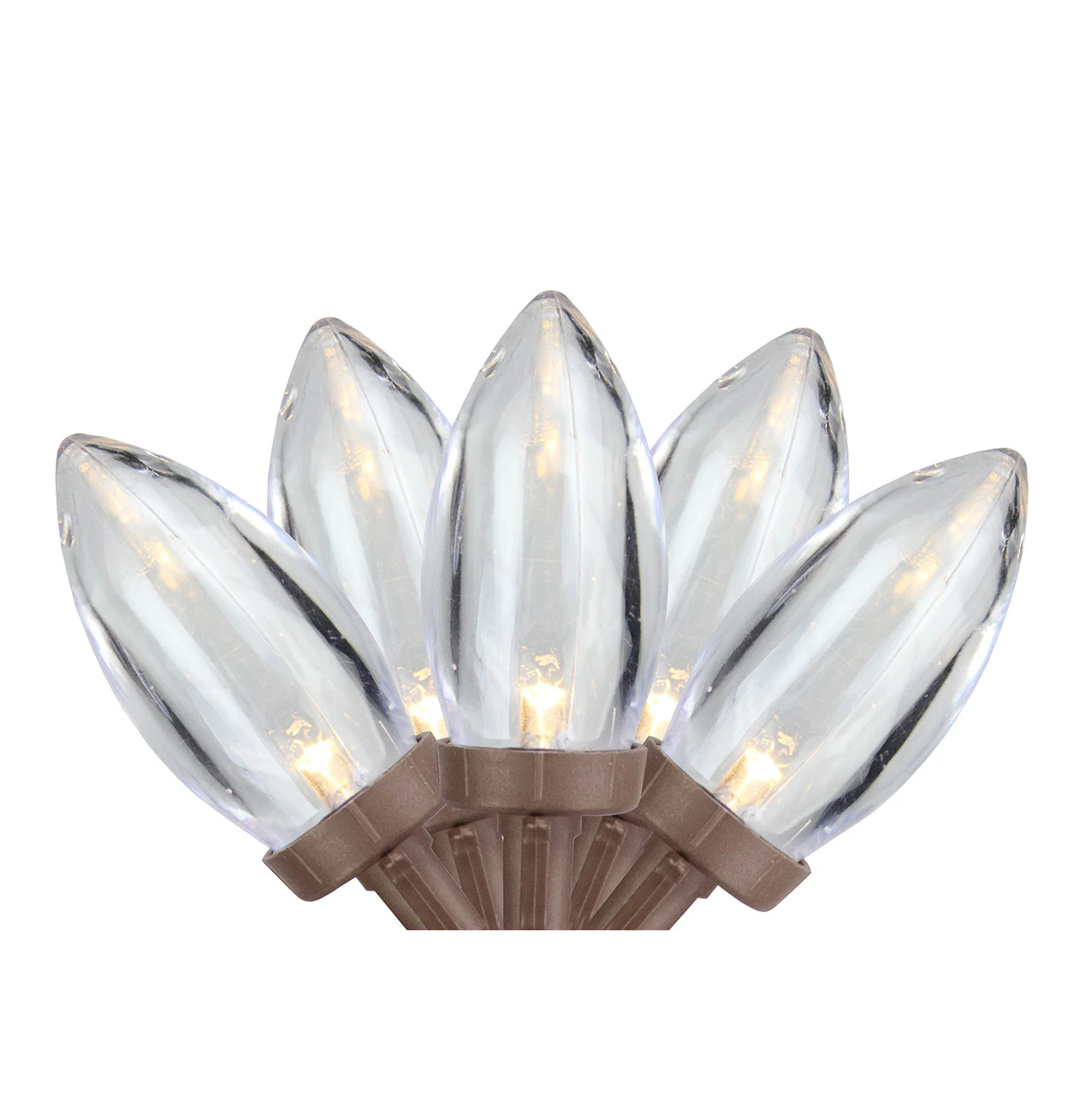 25 Warm White LED C9 Christmas Lights - 16 Ft Brown Wire 3 25 Warm White LED C9 Christmas Lights - 16 Ft Brown Wire