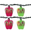 Set Of 10 Pink And Green Beach Party Sandal Patio Novelty Lights - 6.5 Ft Green Wire -Optimal Christmas Shop keystone 905 1 21920.1667575592