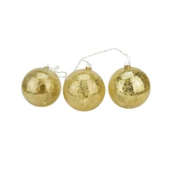 20-count Gold Ball Ornaments Mini Christmas Light Set, 1.5ft White Wire