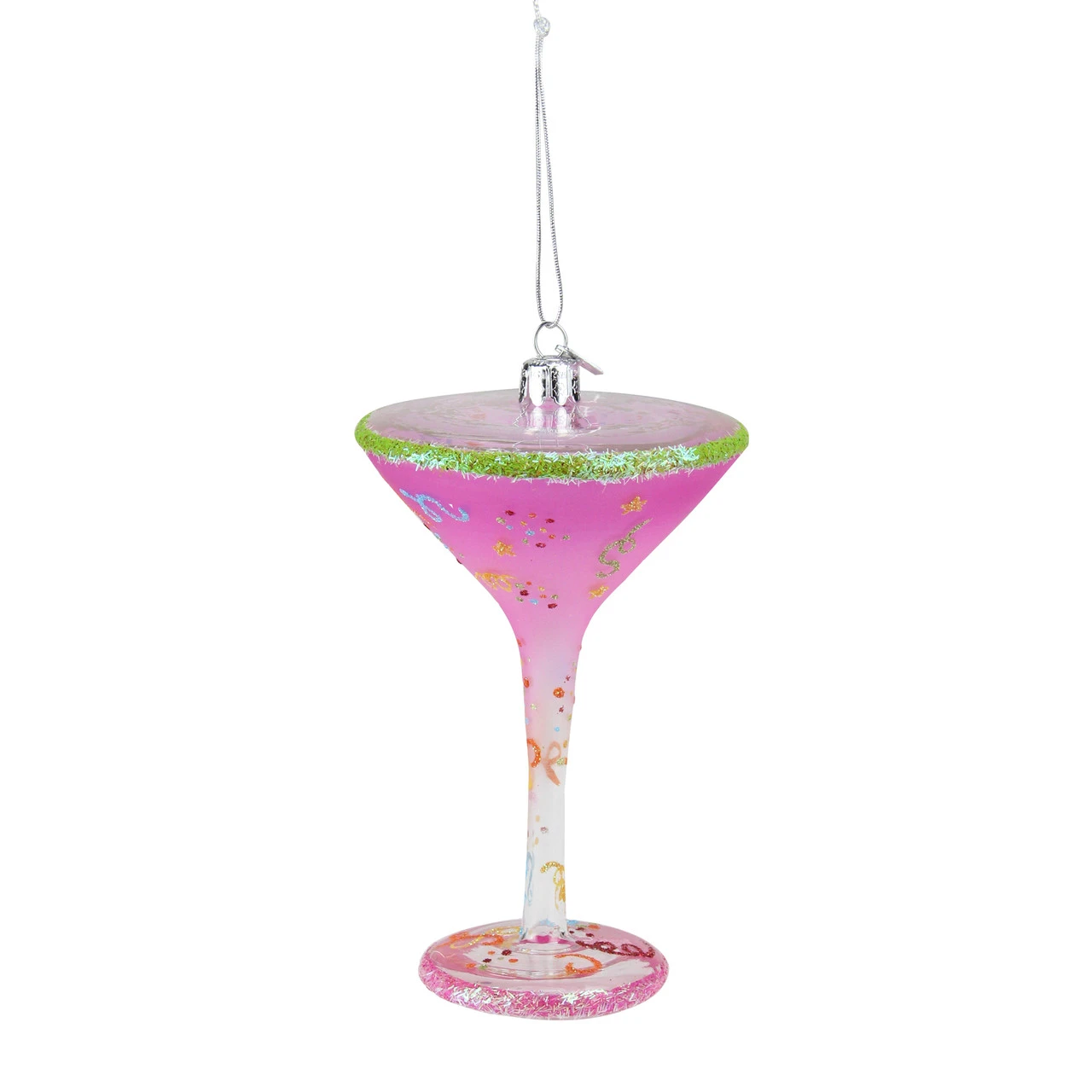 7" Pink And Clear Blown Happy Birth-Tini Martini Cocktail Glass Christmas Ornament 4 7" Pink And Clear Blown Happy Birth-Tini Martini Cocktail Glass Christmas Ornament - Image 2