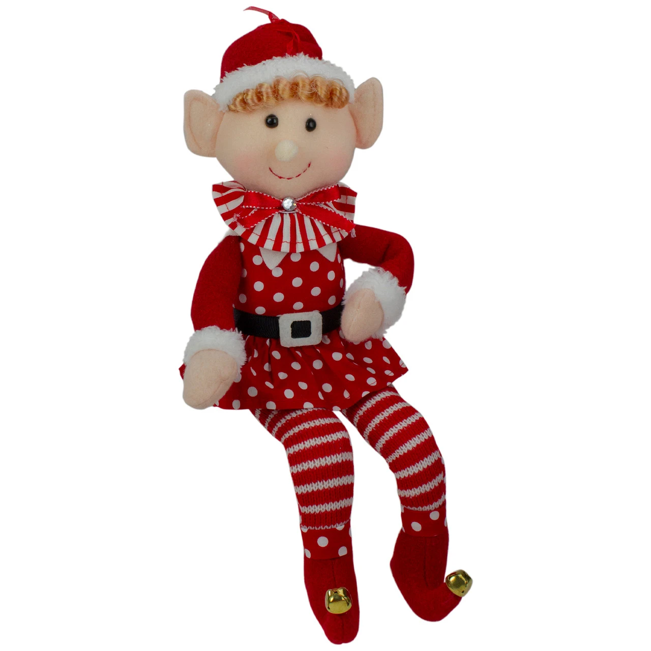 15" Girl Elf In Polka Dot Dress Christmas Ornament 6 15" Girl Elf In Polka Dot Dress Christmas Ornament - Image 4
