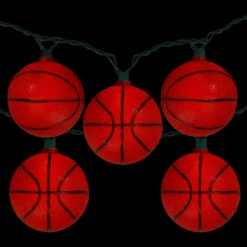 10 Basketball Sport Christmas Novelty Light Set - 11.5 Ft Green Wire