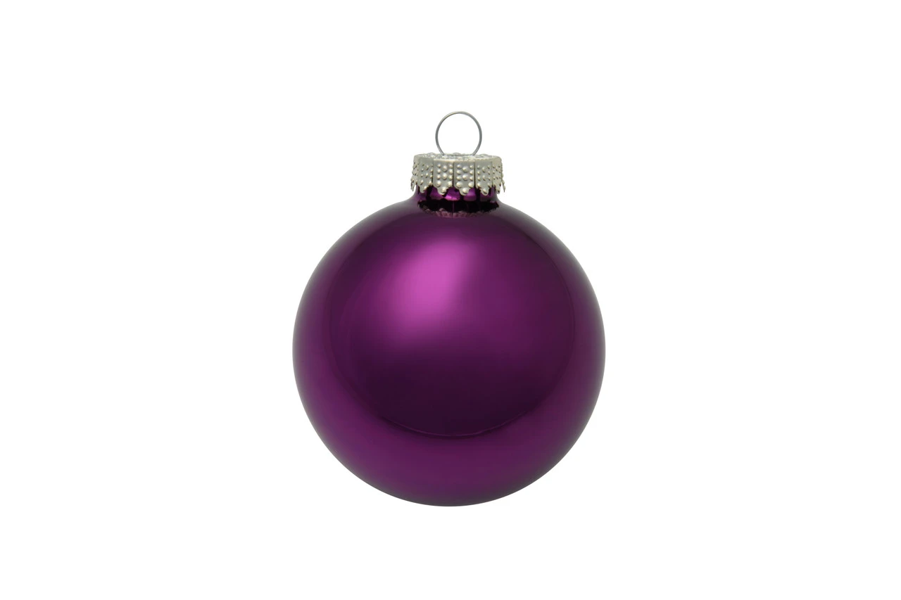 8ct Purple Shiny Glass Christmas Ball Ornaments 3.25" (80mm) 3 8ct Purple Shiny Glass Christmas Ball Ornaments 3.25" (80mm)