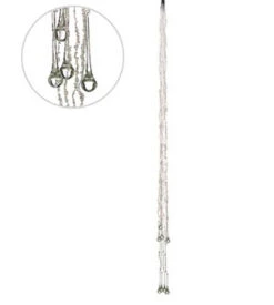 8 White LED Icicle Beaded Glass Drop Christmas Lights - 5 Ft Silver Wire