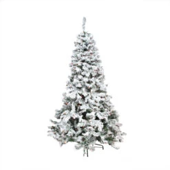 6.5' Pre-Lit Heavily Flocked Pine Medium Artificial Christmas Tree - Multicolor Lights