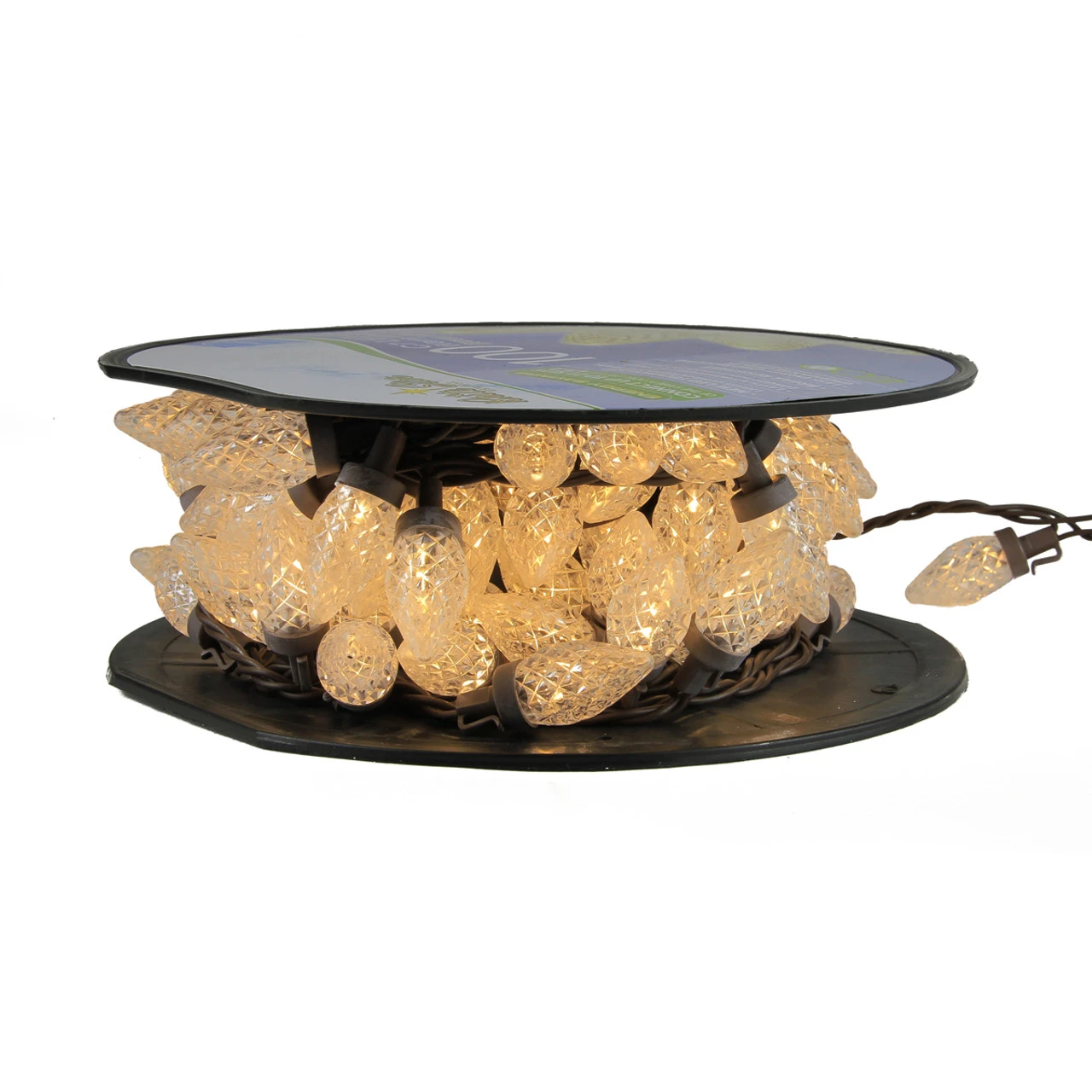 100 Warm White LED C7 Faceted Candlelight Christmas Lights - 33 Ft Brown Wire 4 100 Warm White LED C7 Faceted Candlelight Christmas Lights - 33 Ft Brown Wire - Image 2