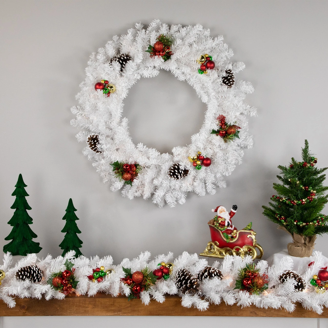 White Canadian Pine Artificial Christmas Wreath, 24-Inch, Unlit 4 White Canadian Pine Artificial Christmas Wreath, 24-Inch, Unlit - Image 2