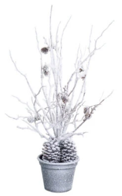 2' White And Gray Potted Snow Covered Artificial Christmas Tree - Unlit