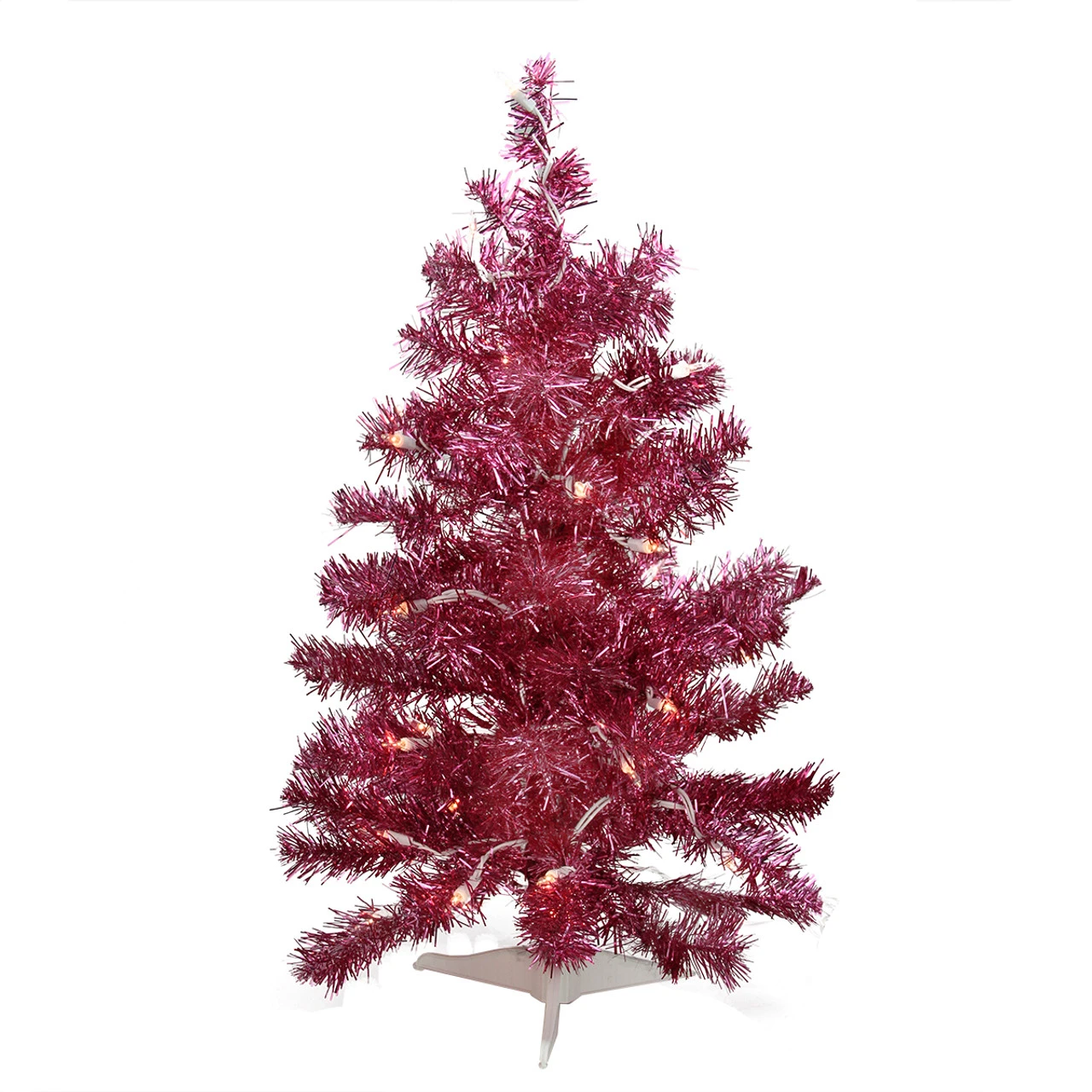 2' Pre-lit Pink Passion Iridescent Pine Artificial Tinsel Christmas Tree - Clear Lights 3 2' Pre-lit Pink Passion Iridescent Pine Artificial Tinsel Christmas Tree - Clear Lights
