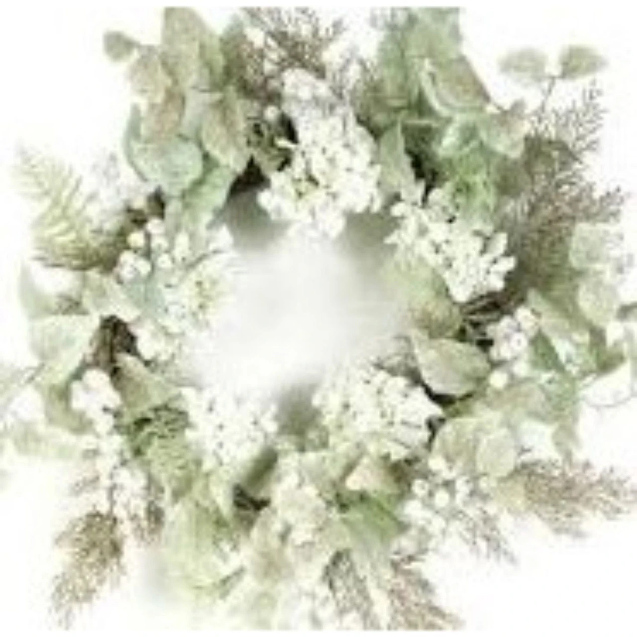 Green And White Hydrangea Glittered Berry Artificial Christmas Wreath - 24-Inch, Unlit 4 Green And White Hydrangea Glittered Berry Artificial Christmas Wreath - 24-Inch, Unlit - Image 2
