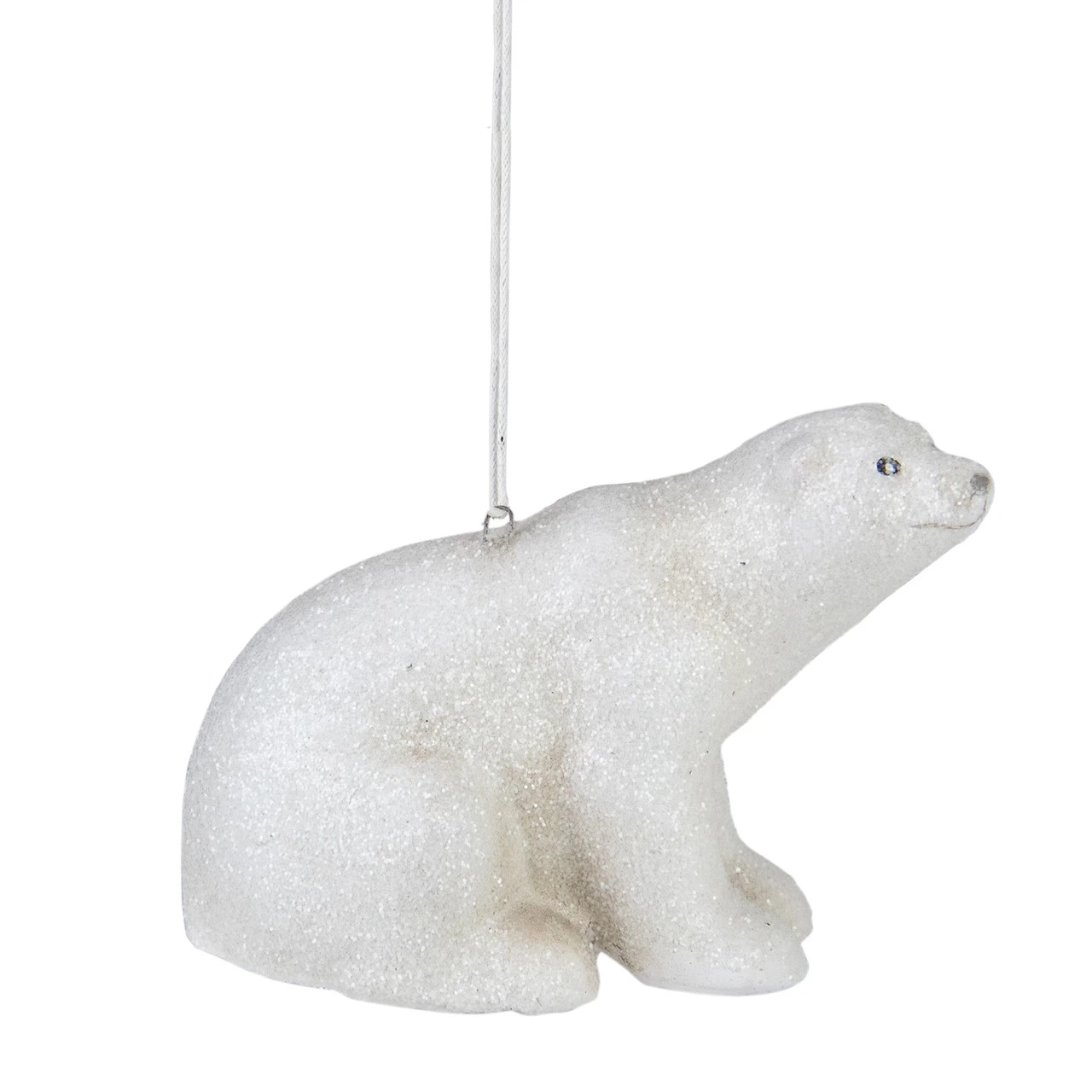5" White Glitter Sitting Polar Bear Christmas Hanging Ornament 3 5" White Glitter Sitting Polar Bear Christmas Hanging Ornament