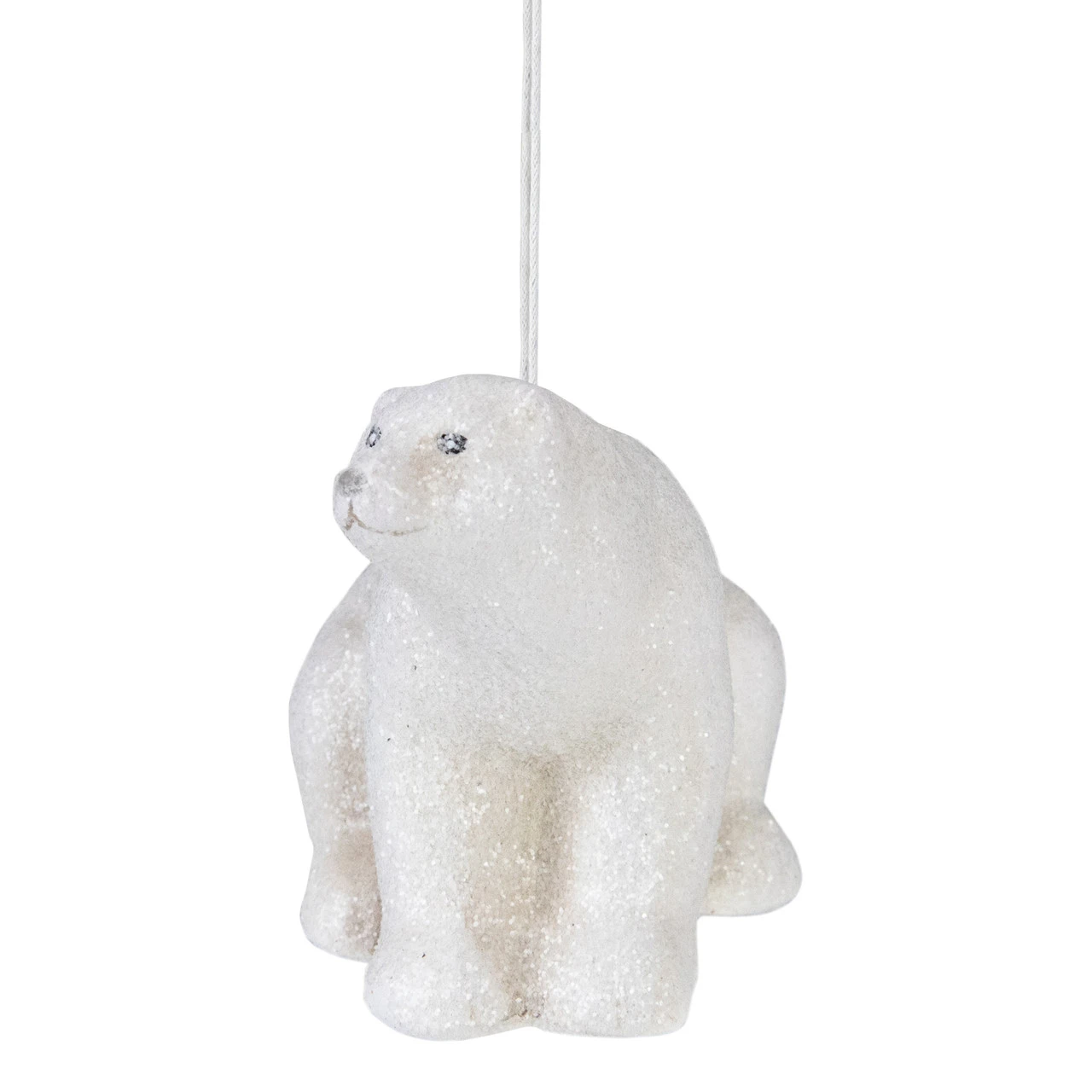 5" White Glitter Sitting Polar Bear Christmas Hanging Ornament 4 5" White Glitter Sitting Polar Bear Christmas Hanging Ornament - Image 2
