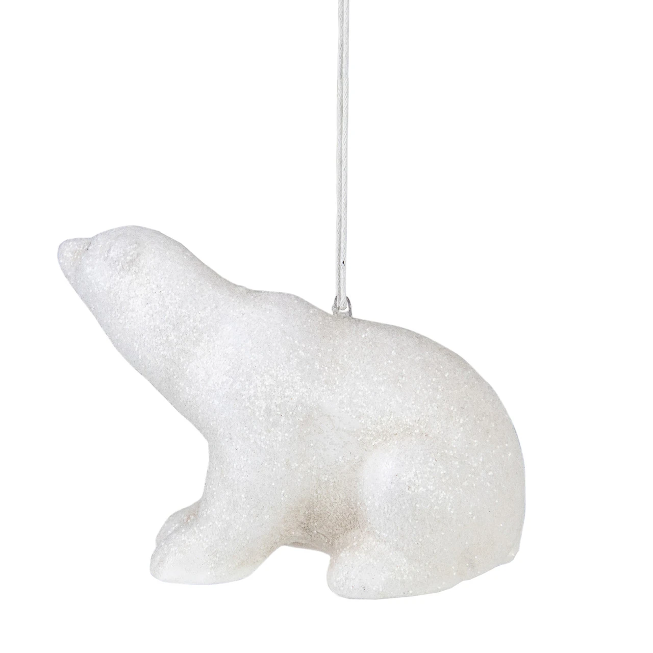5" White Glitter Sitting Polar Bear Christmas Hanging Ornament 6 5" White Glitter Sitting Polar Bear Christmas Hanging Ornament - Image 4