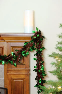 50' Shiny Red Christmas Tinsel Garland With Green Holly - Unlit 7 50' Shiny Red Christmas Tinsel Garland With Green Holly - Unlit -Optimal Christmas Shop mfzole80q8wl4xcqtxaymz6r3fr7mwmq 08136.1667575046