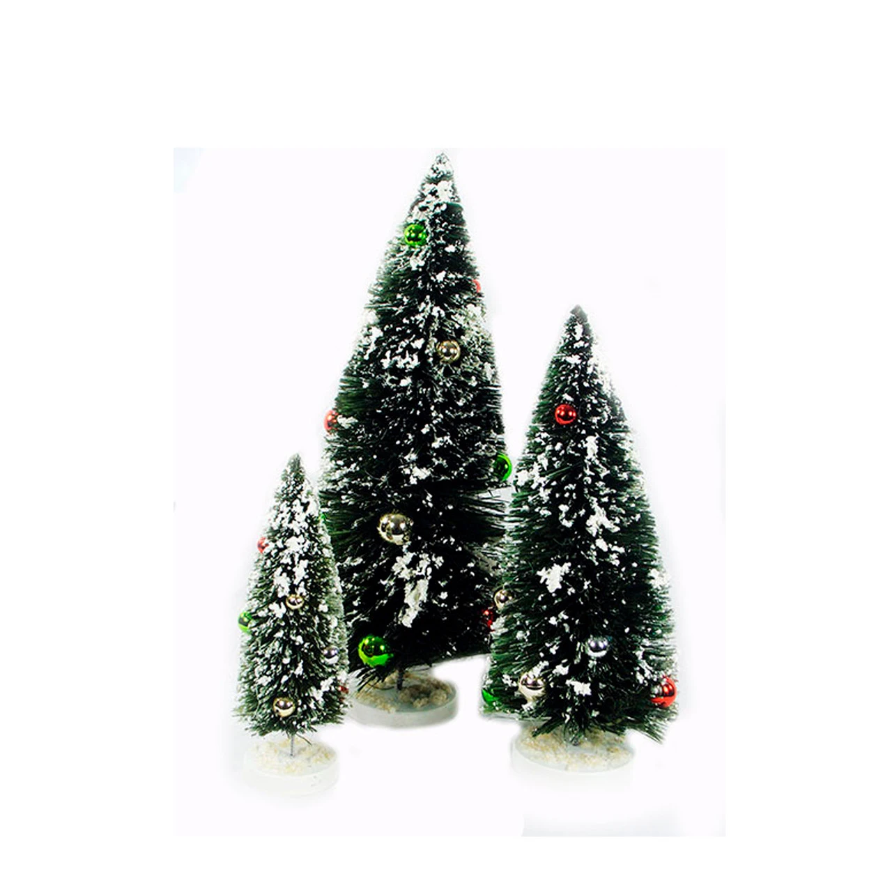 Set Of 3 Green And White Miniature Christmas Tree Flocked Tabletop Decor 18" 3 Set Of 3 Green And White Miniature Christmas Tree Flocked Tabletop Decor 18"