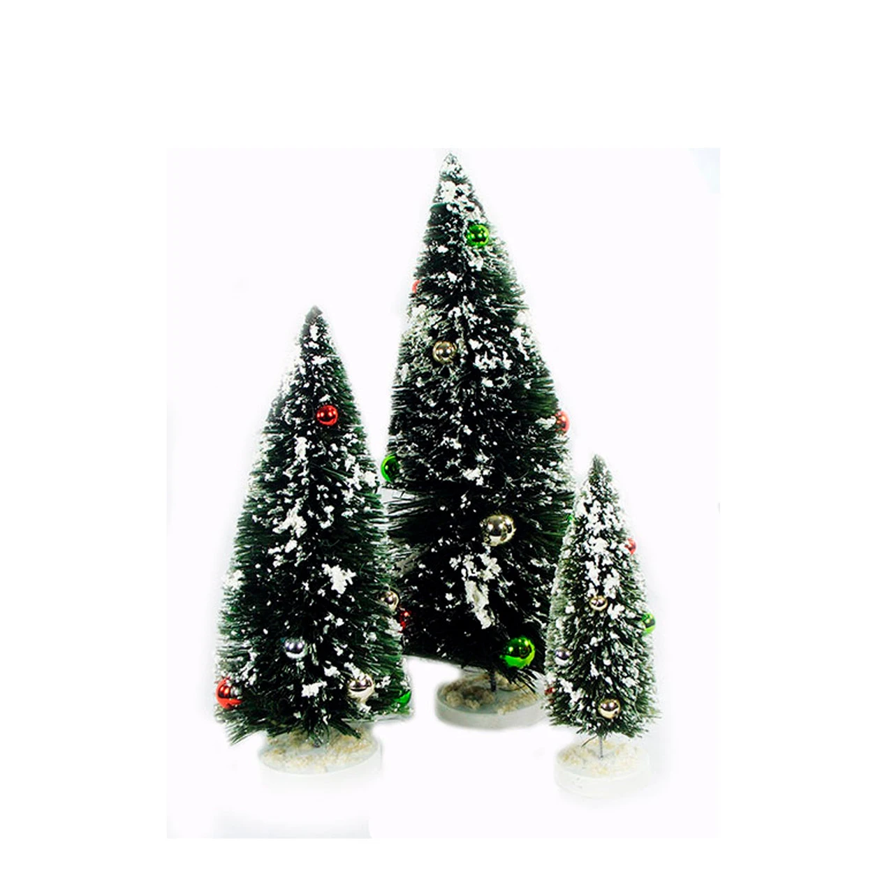 Set Of 3 Green And White Miniature Christmas Tree Flocked Tabletop Decor 18" 4 Set Of 3 Green And White Miniature Christmas Tree Flocked Tabletop Decor 18" - Image 2