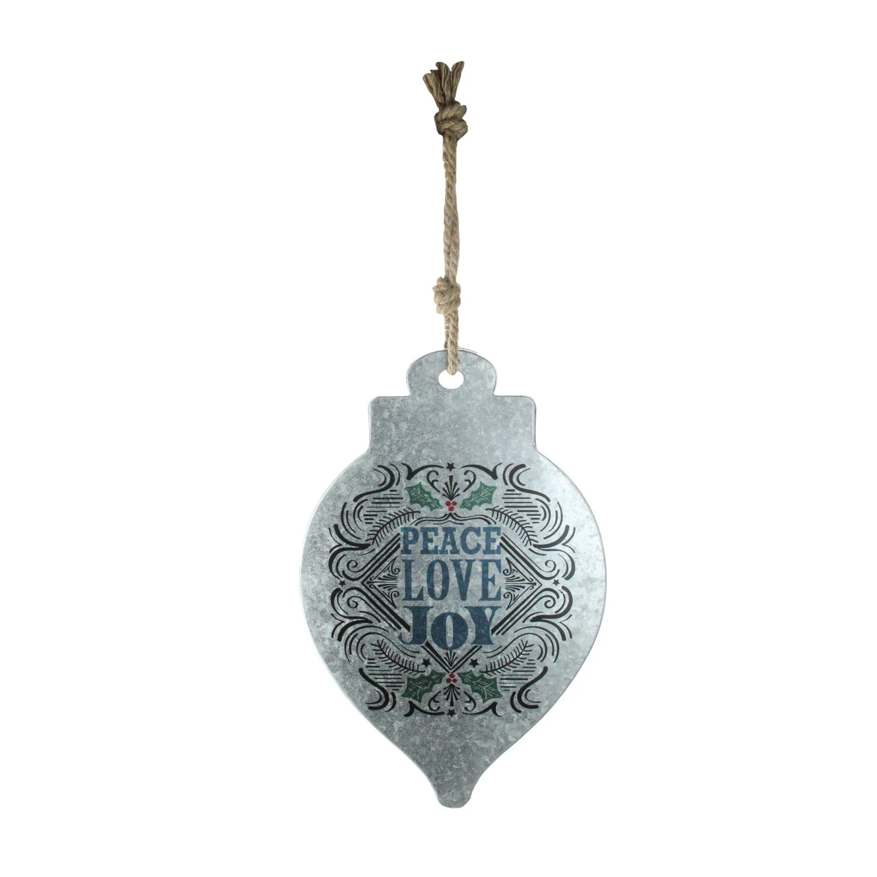 20" Silver And Blue 'Peace Love Joy' Finial Christmas Wall Hanging Ornament 3 20" Silver And Blue 'Peace Love Joy' Finial Christmas Wall Hanging Ornament