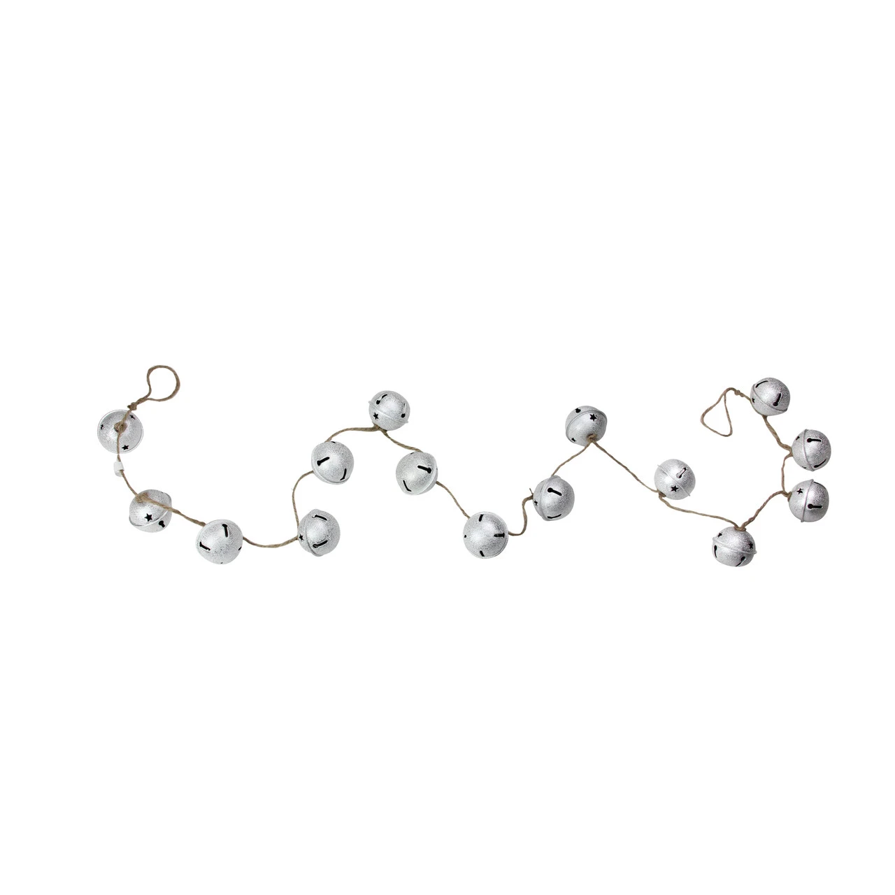 5' X 2" Silver And Black Jingle Bell Star Cutouts Artificial Christmas Garland - Unlit 3 5' X 2" Silver And Black Jingle Bell Star Cutouts Artificial Christmas Garland - Unlit