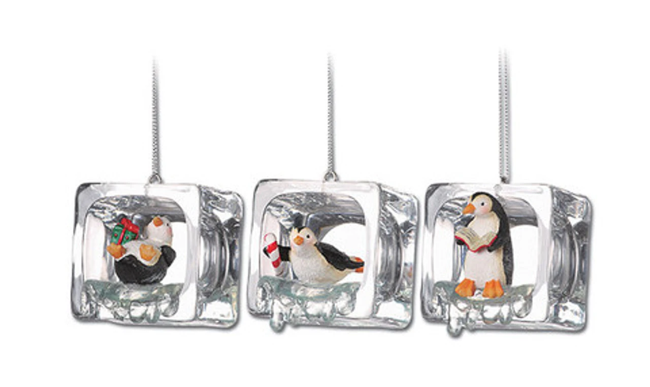 Club Pack Of 18 Clear Icy Crystal Decorative Christmas Penguin Ice Cube Ornaments 2" 3 Club Pack Of 18 Clear Icy Crystal Decorative Christmas Penguin Ice Cube Ornaments 2"