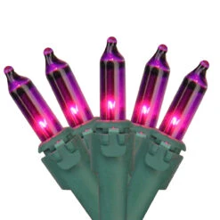 100-Count Purple Mini Christmas Light - 20.25ft Green Wire
