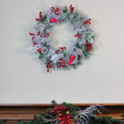 Berries And Red Cardinals In Nests Flocked Artificial Christmas Wreath, 24-Inch, Unlit -Optimal Christmas Shop n1rwpxruacpkop1crlcb1t7obdkscdlb 03117.1667530683