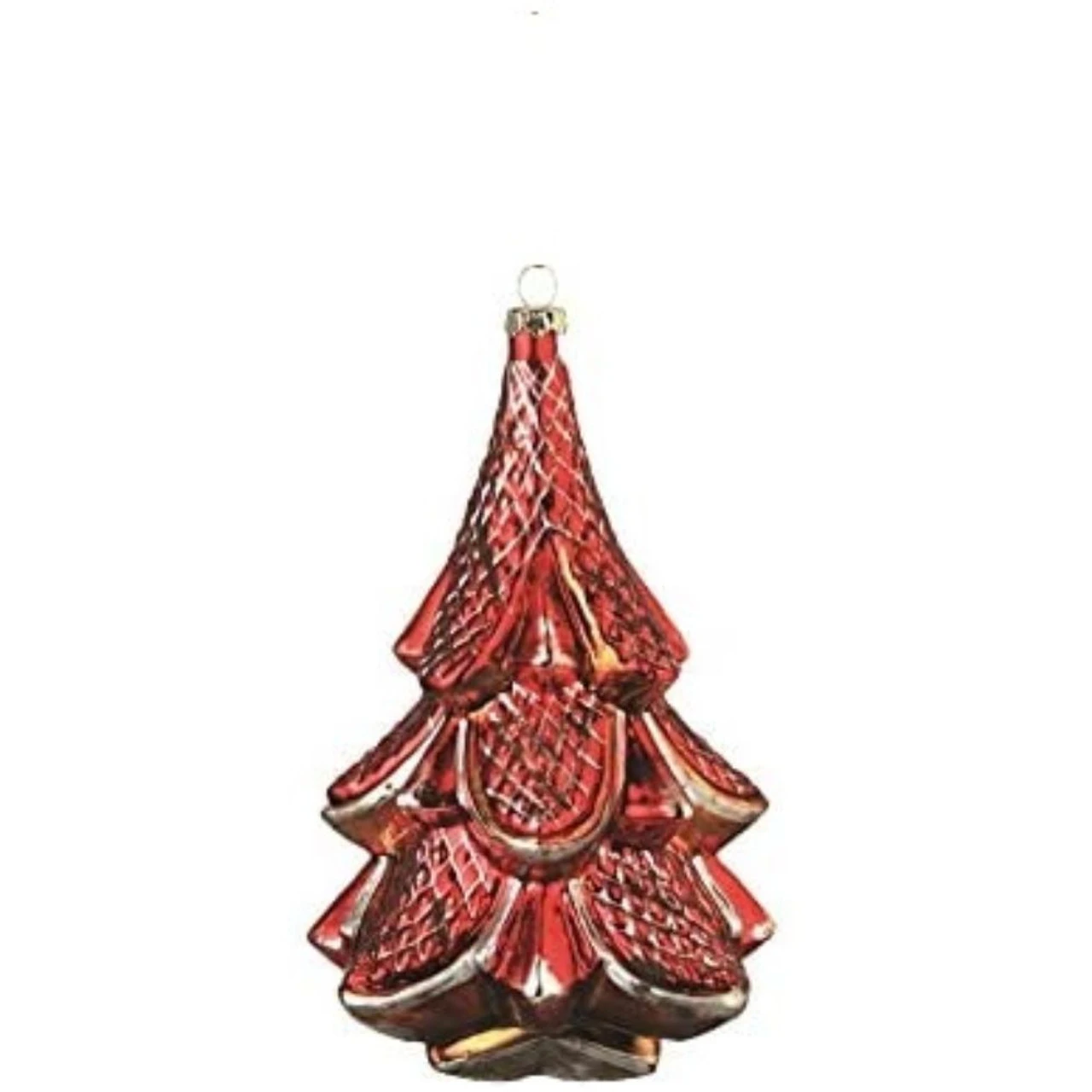 6" Red Vintage Glass Hanging Christmas Tree Ornament 4 6" Red Vintage Glass Hanging Christmas Tree Ornament - Image 2