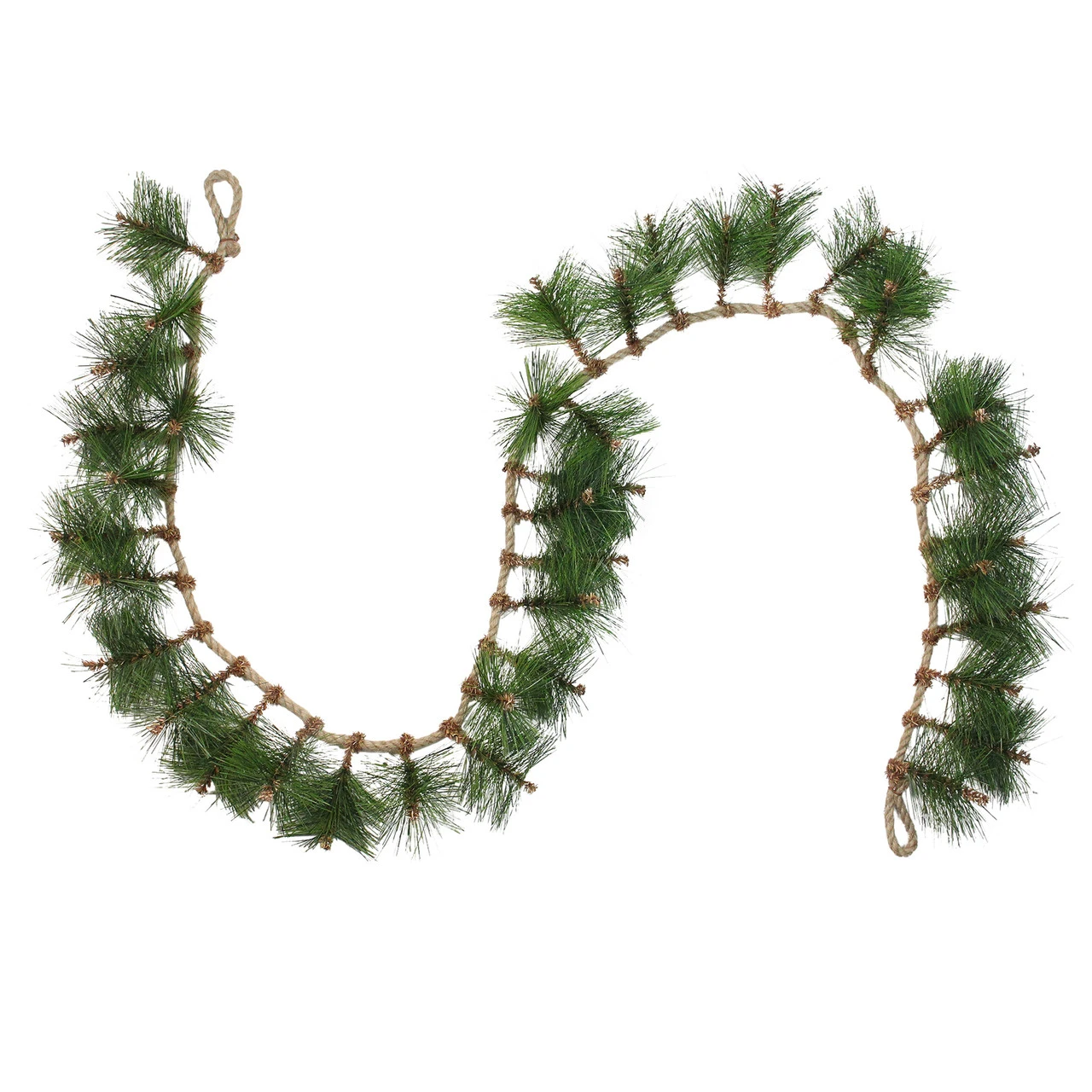 6' X 5" Long Needle Pine And Rope Rustic Artificial Christmas Garland - Unlit 3 6' X 5" Long Needle Pine And Rope Rustic Artificial Christmas Garland - Unlit