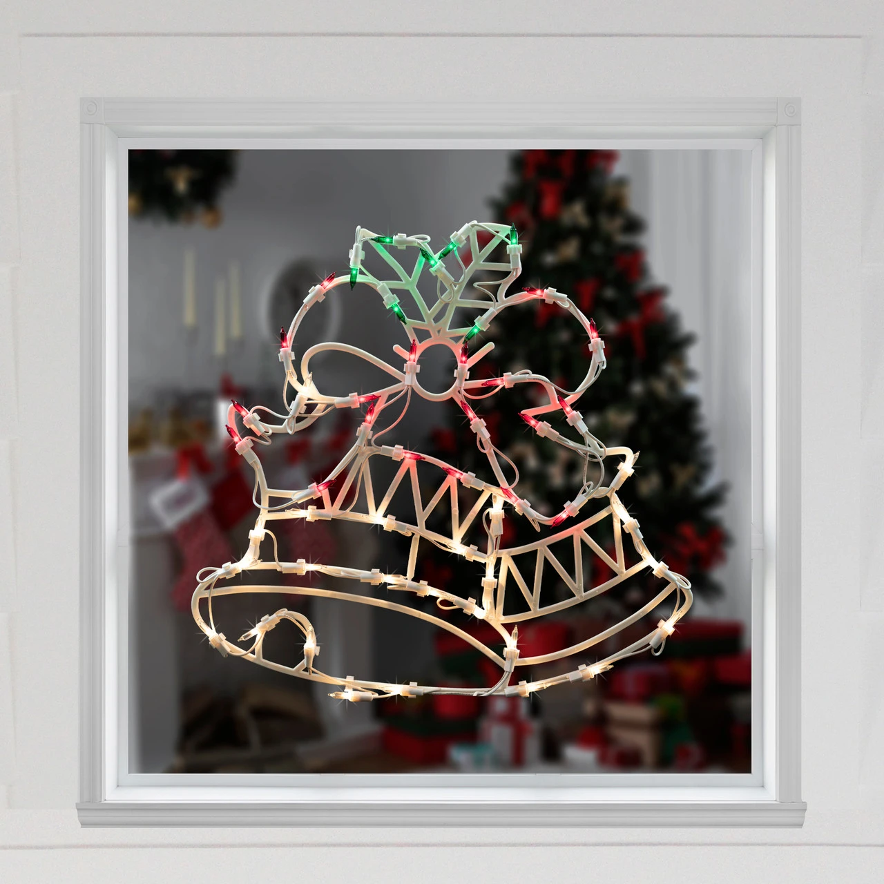 15" Lighted Bells With Bow Christmas Window Silhouette Decoration 5 15" Lighted Bells With Bow Christmas Window Silhouette Decoration - Image 3