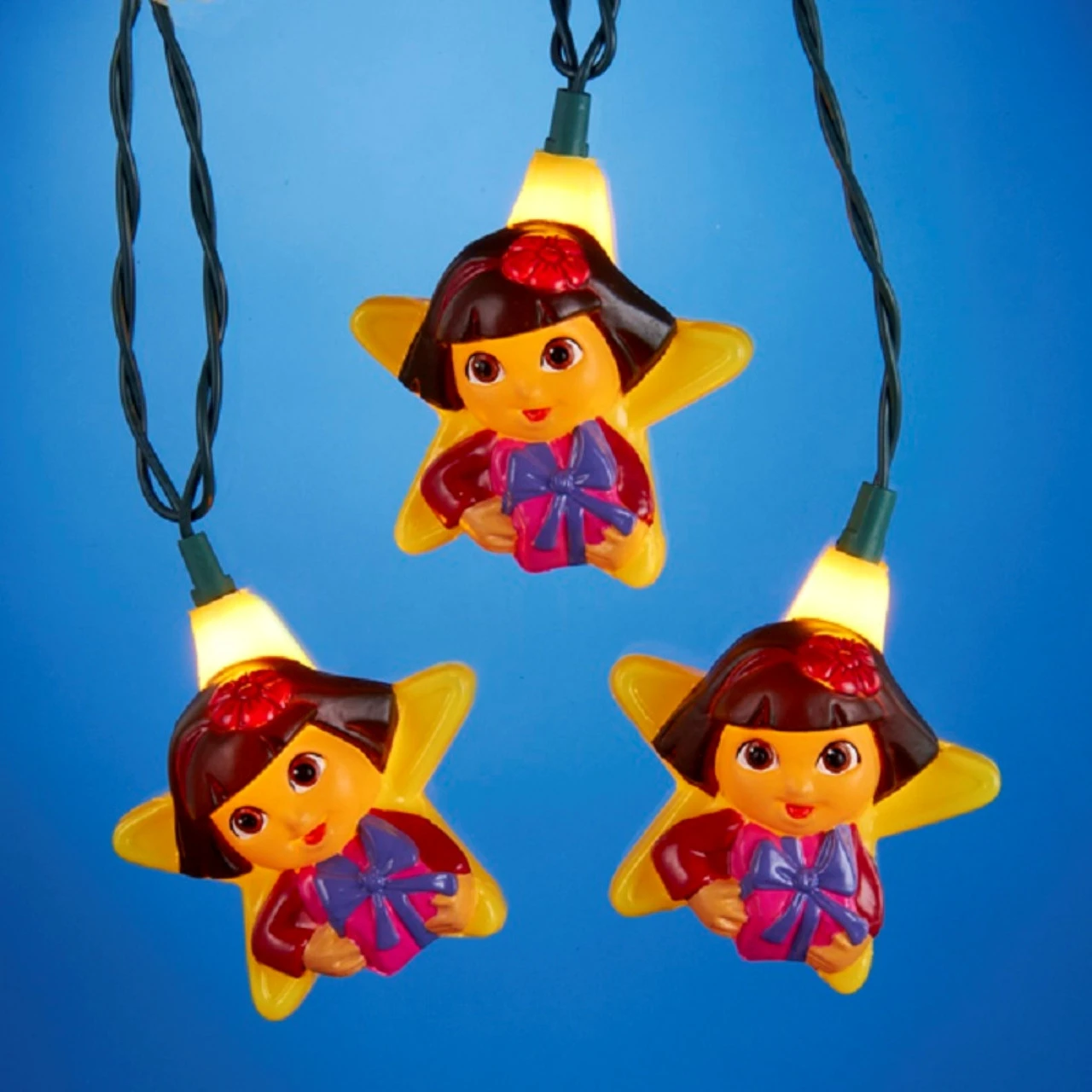 Set Of 10 Yellow And Red Colored Dora Novelty Christmas Lights 3 Set Of 10 Yellow And Red Colored Dora Novelty Christmas Lights