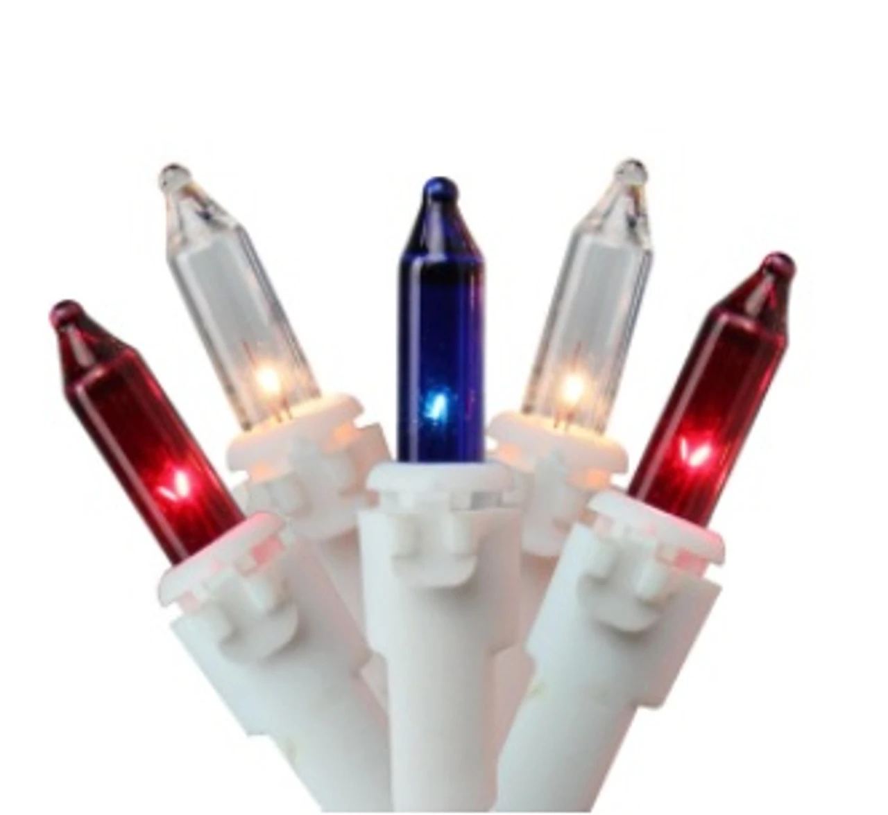 Set Of 100 Patriotic Red, White And Blue Mini Incandescent Christmas Lights 21.25 Ft White Wire 4 Set Of 100 Patriotic Red, White And Blue Mini Incandescent Christmas Lights 21.25 Ft White Wire - Image 2