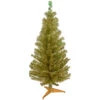 4' Pre-Lit Gold Iridescent Tinsel Slim Artificial Christmas Tree - Green Lights -Optimal Christmas Shop nophoto 26149.1672951579